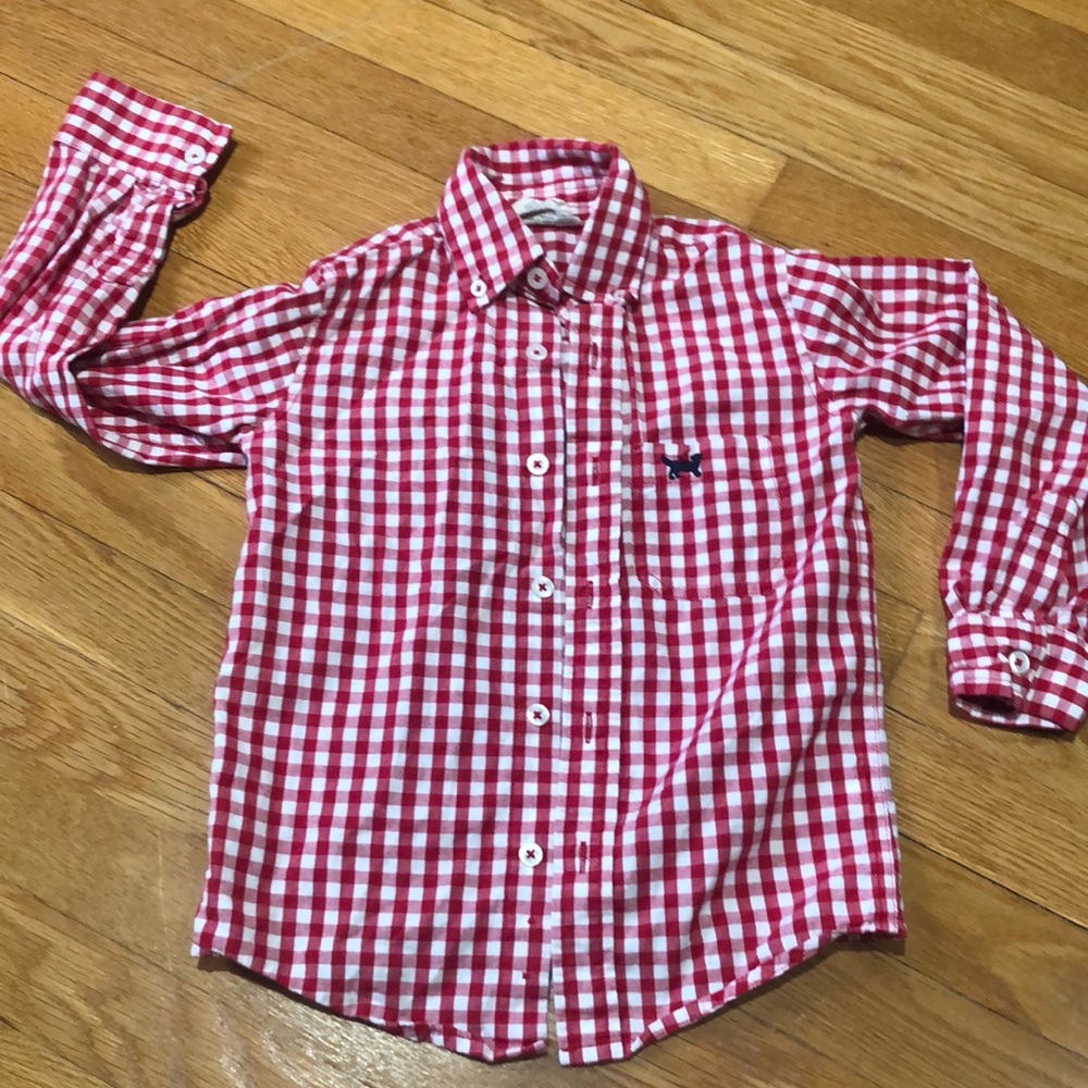 Adorable red & white check button down - like new!